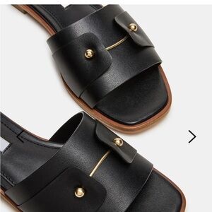 Steve Madden Black Slide Sandals with Gold Accents - Hasten